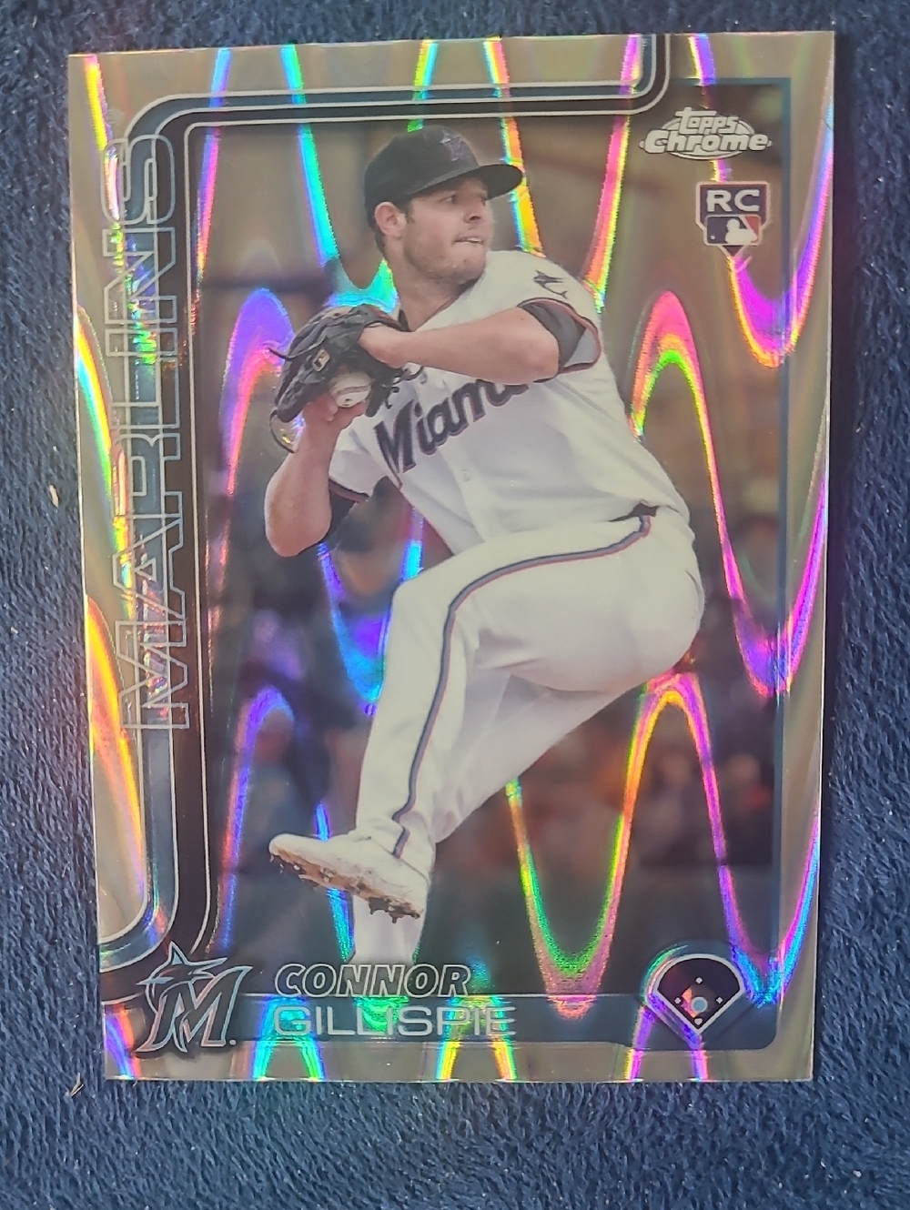 Topps Chrome RC Connor Gillespie Miami Marlins 2025 Raywave Refractor